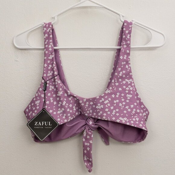 Zaful Lavender Floral Bikini Top Medium US 6 UK 10 EU 38 Swimwear - Picture 2 of 4